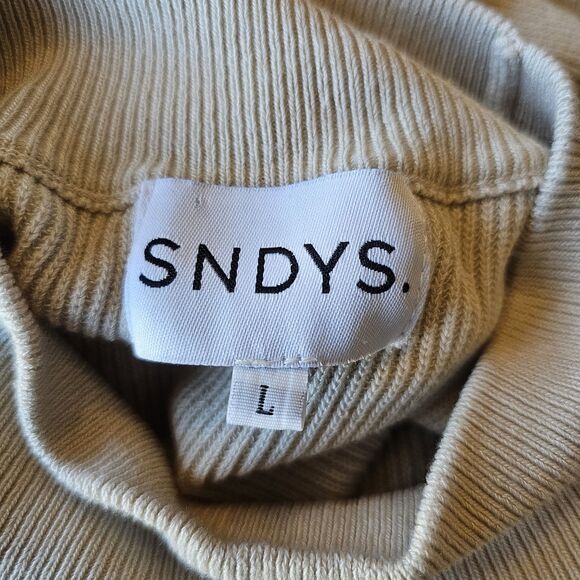 SNDYS Revolve Tied Up Ribbed Knit Dress Long Sleeve Beige Size Large L - Picture 4 of 8